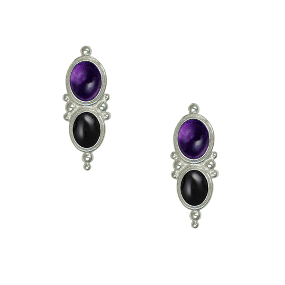 Sterling Silver Drop Dangle Earrings With Amethyst